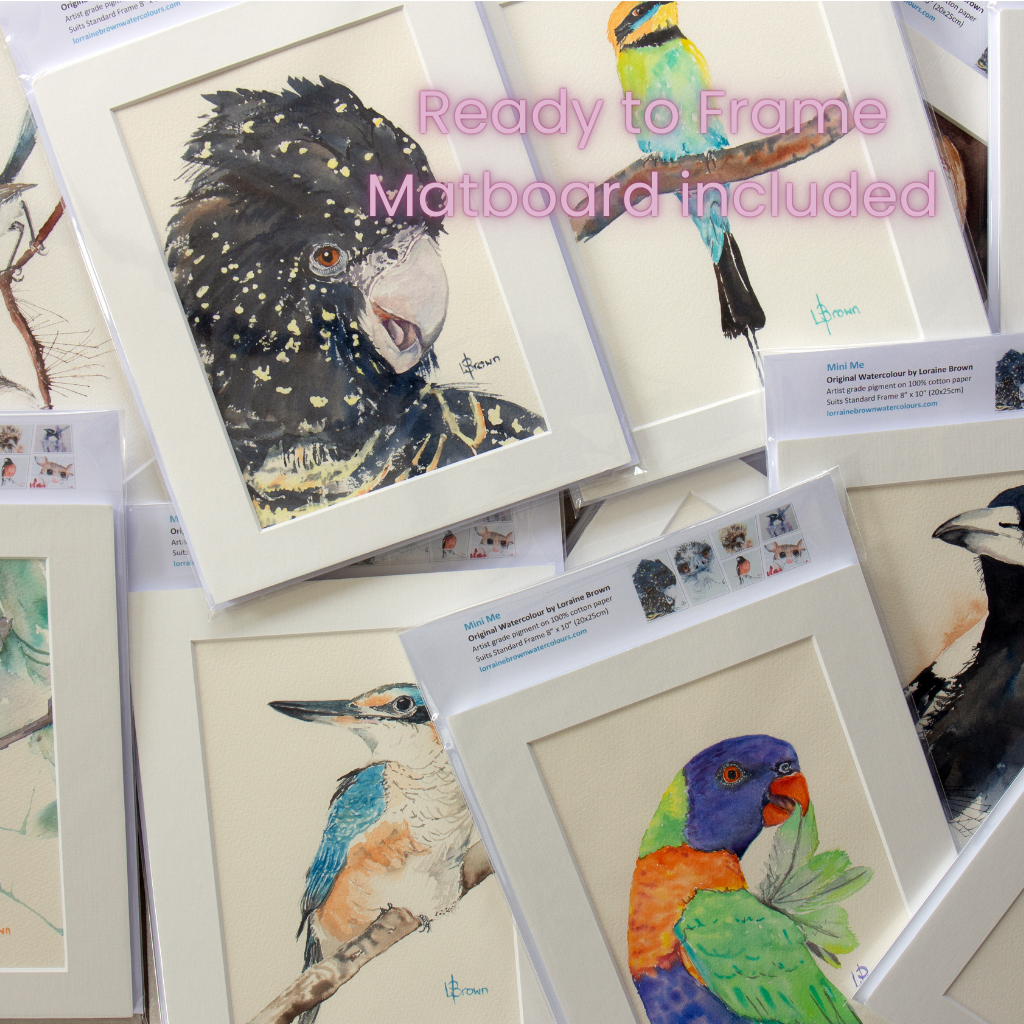 Ready to frame Mini Me with matboard