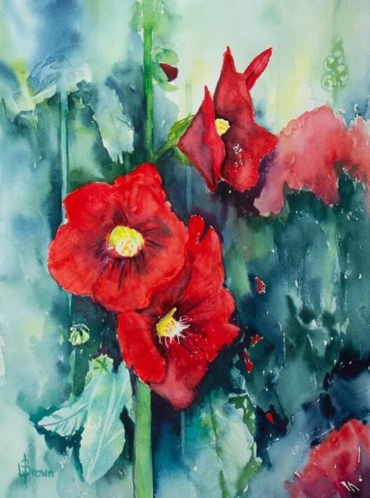 Red Hollyhocks