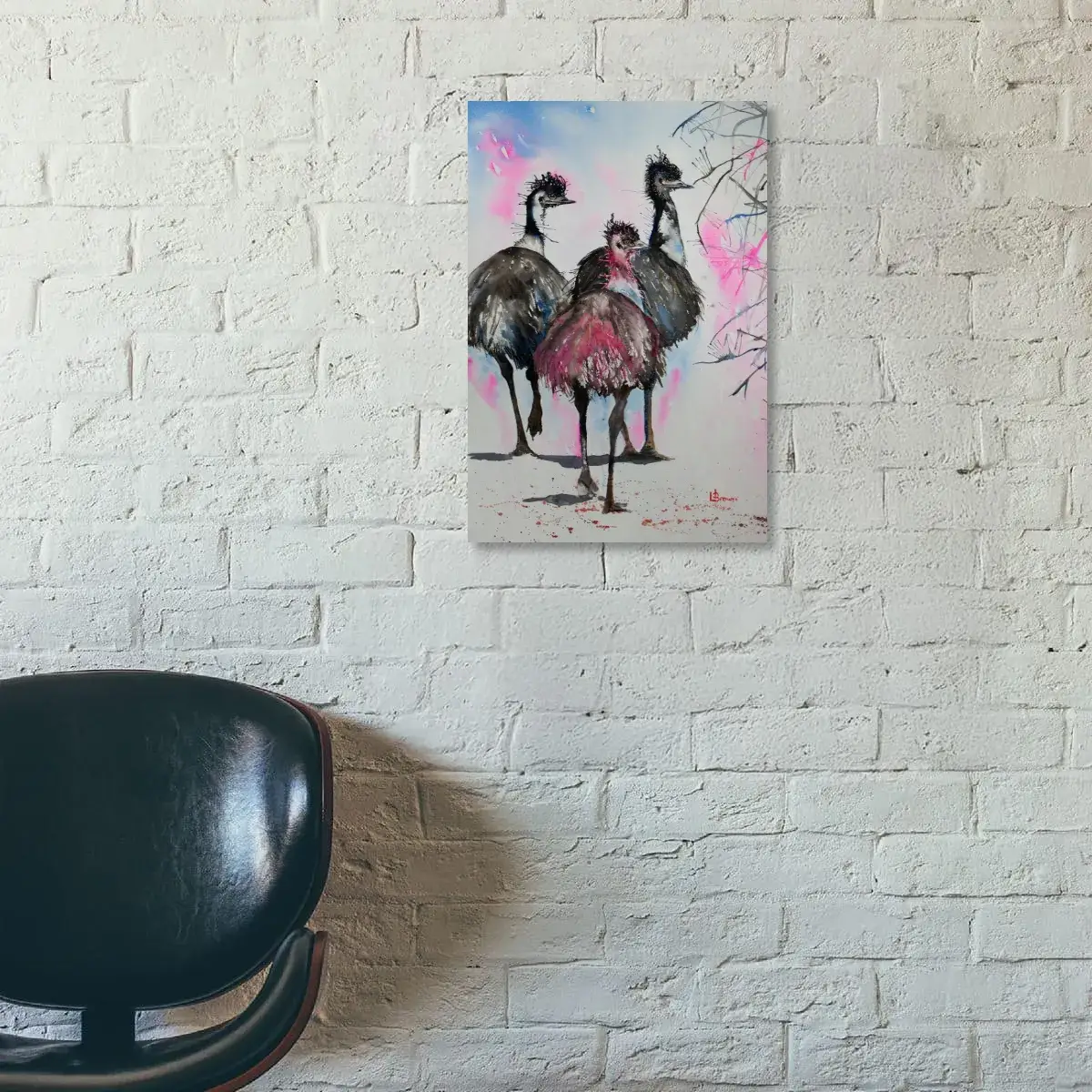 Party Feathers on White Brick Wall.webp